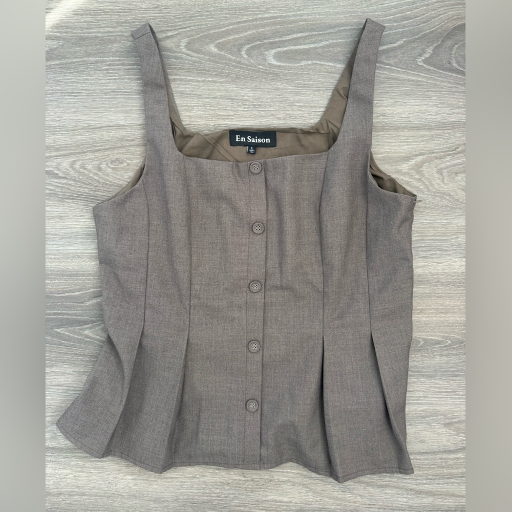 En Saison brown button-up corset top